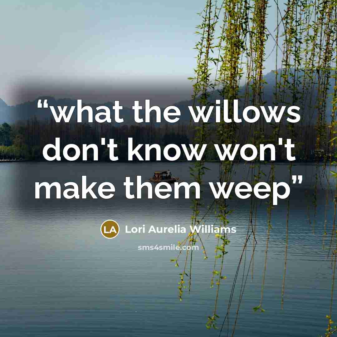 “what the willows don't know won't make them weep” quote by Lori Aurelia Williams