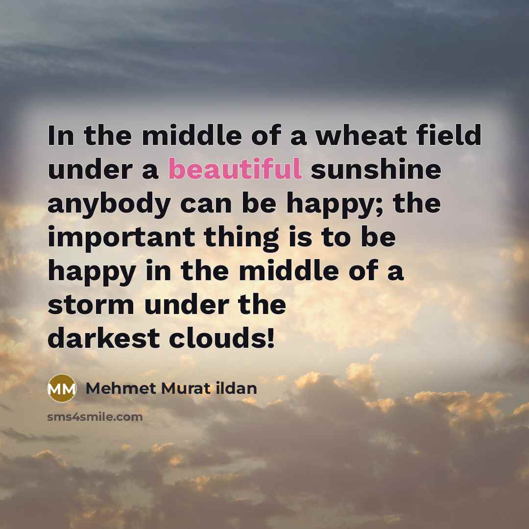 “In the middle of a wheat field under a beautiful…” quote by Mehmet Murat Ildan