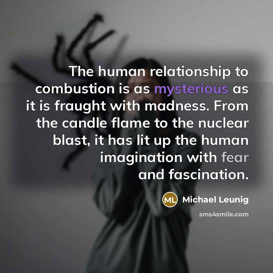 “The human relationship to combustion is as mysterious as it…” quote by Michael Leunig