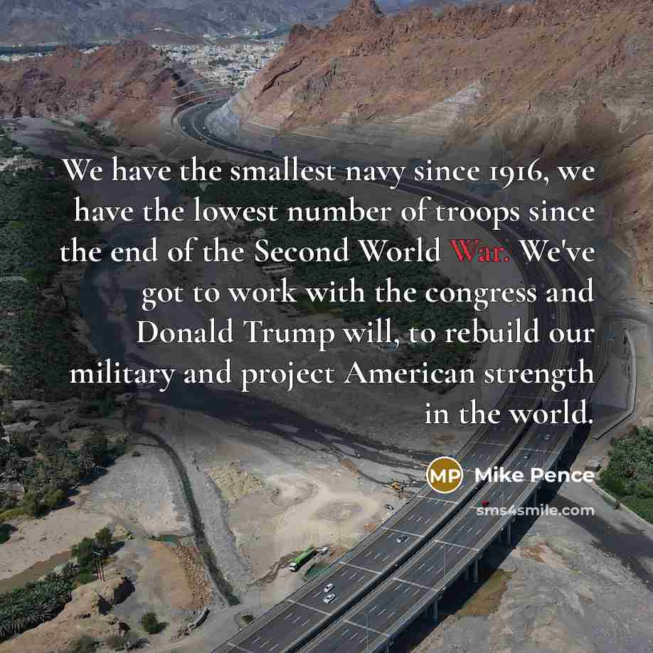“We have the smallest navy since 1916, we have the…” quote by Mike Pence