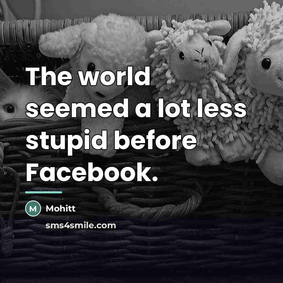 “The world seemed a lot less stupid before Facebook.…” quote by Anonymous
