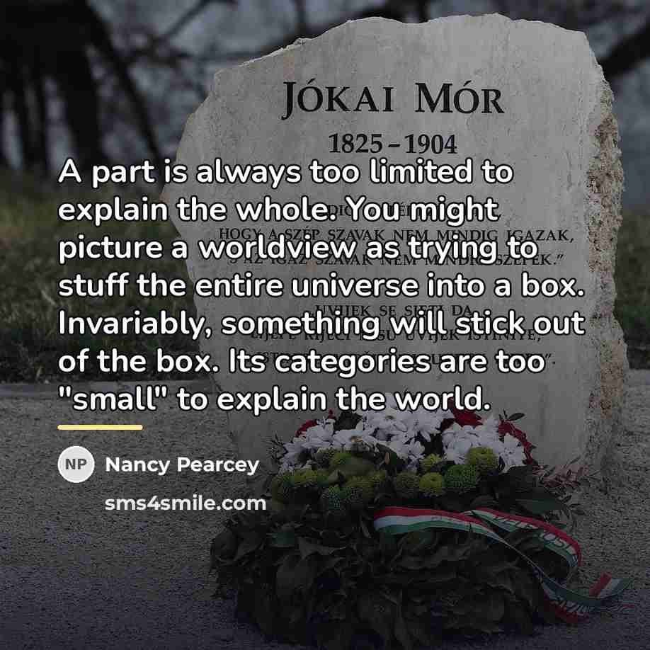 “A part is always too limited to explain the whole.…” quote by Nancy Pearcey