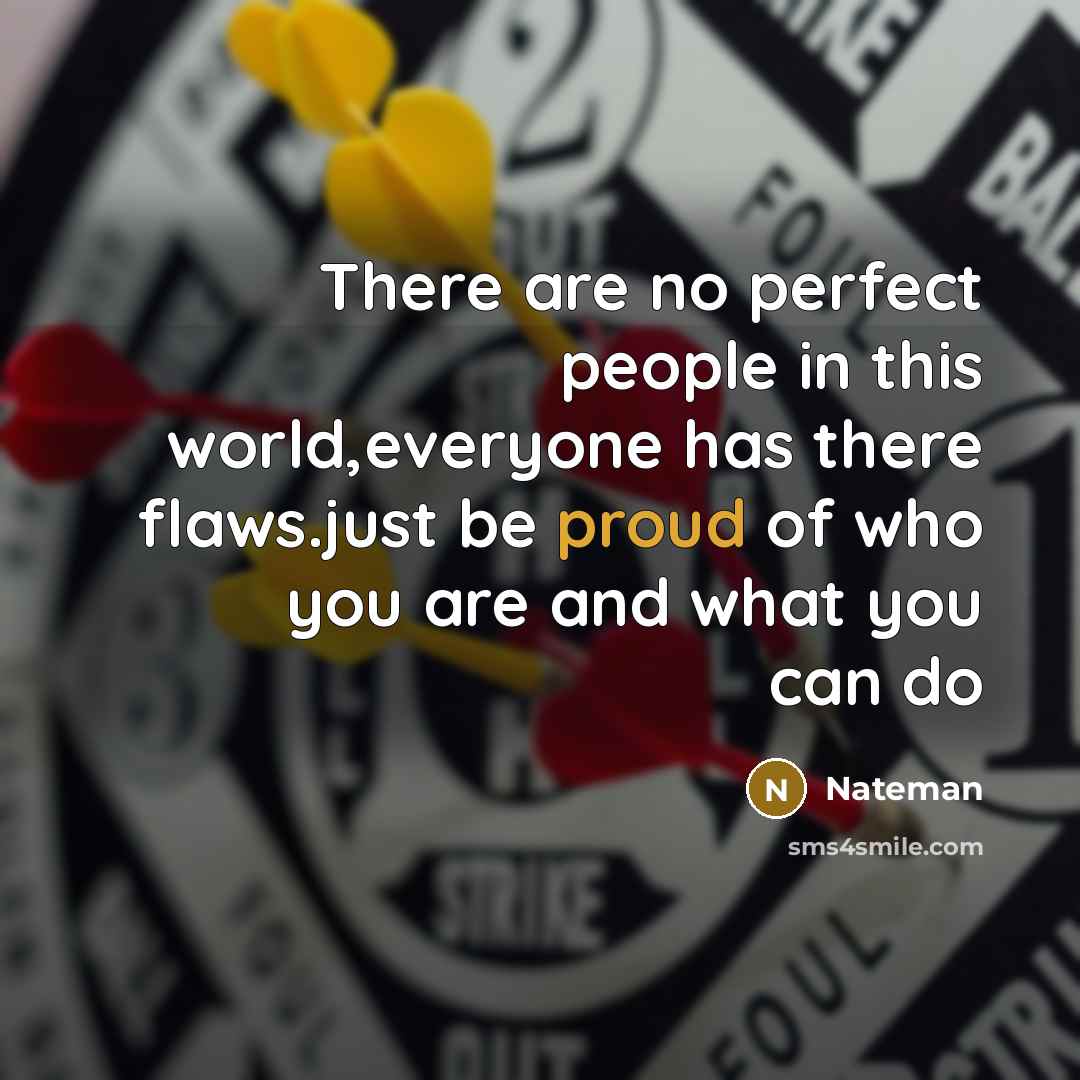 “There are no perfect people in this world,everyone has there flaws.just be proud of who you are and what you can do” quote by Nateman