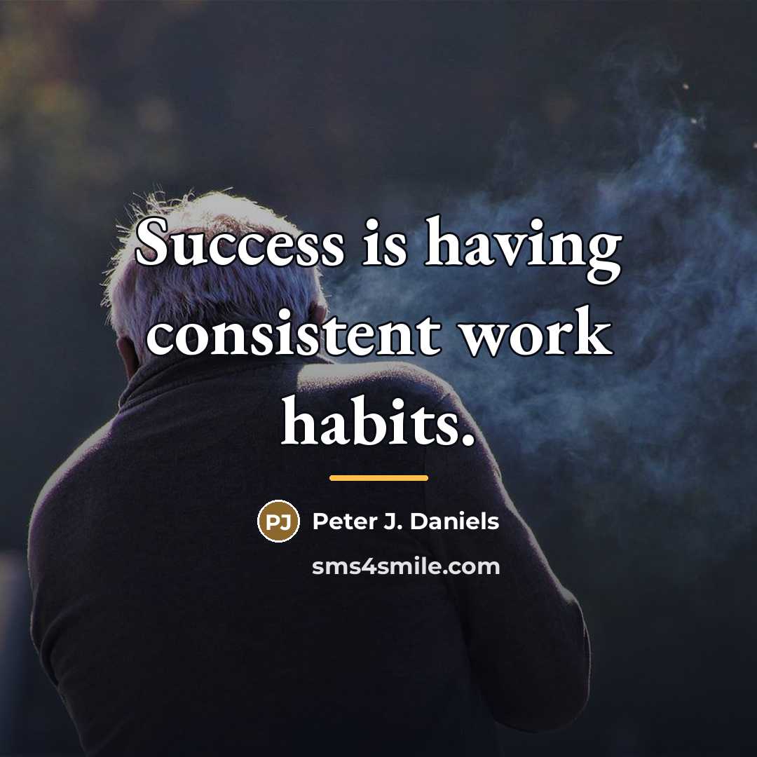 “Success is having consistent work habits.…” quote by Peter J. Daniels
