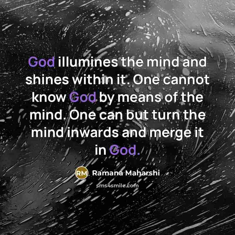 “God illumines the mind and shines within it. One cannot…” quote by Ramana Maharshi