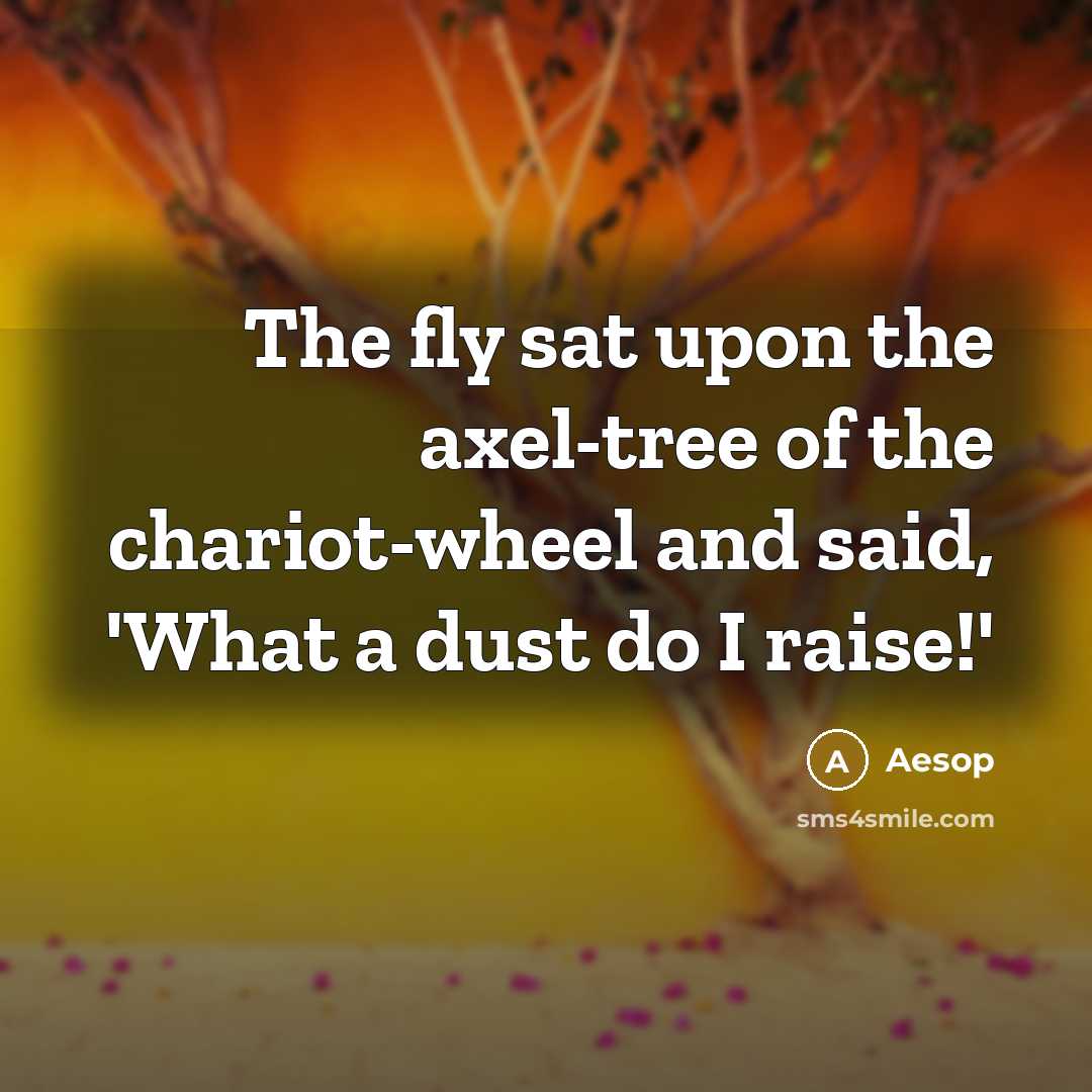“The fly sat upon the axel-tree of the chariot-wheel and…” quote by Aesop
