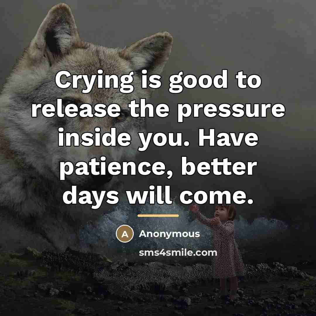 “Crying is good to release the pressure inside you. Have…” quote by Anonymous