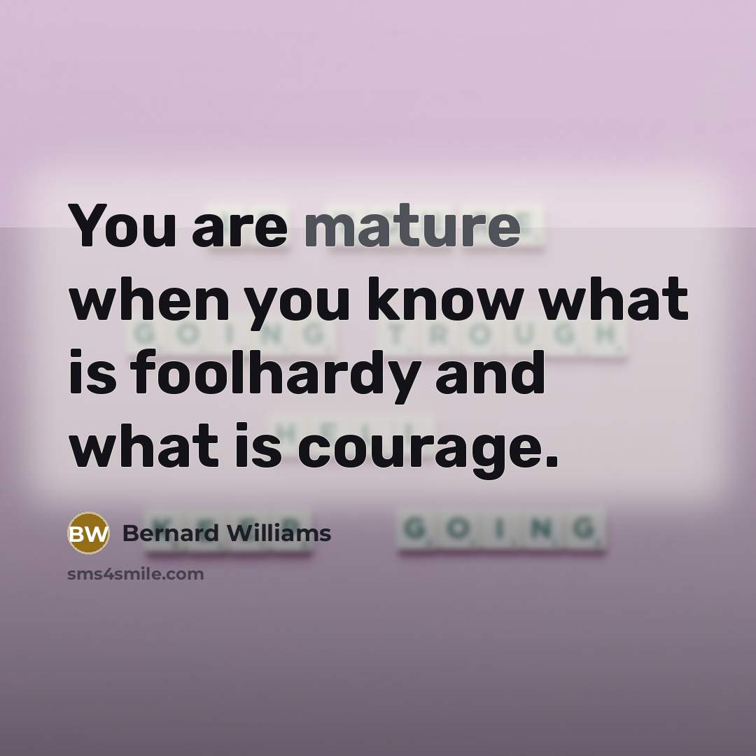 “You are mature when you know what is foolhardy and…” quote by Bernard Williams