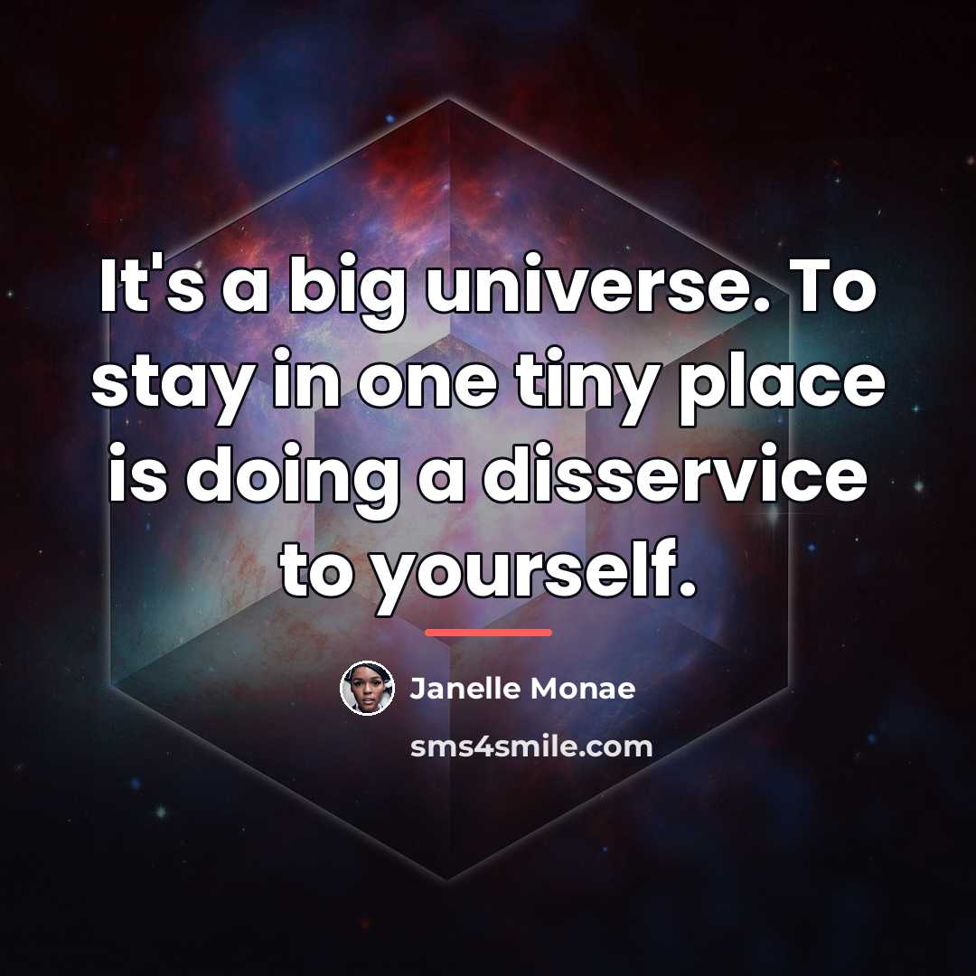 “It's a big universe. To stay in one tiny place…” quote by Janelle Monae