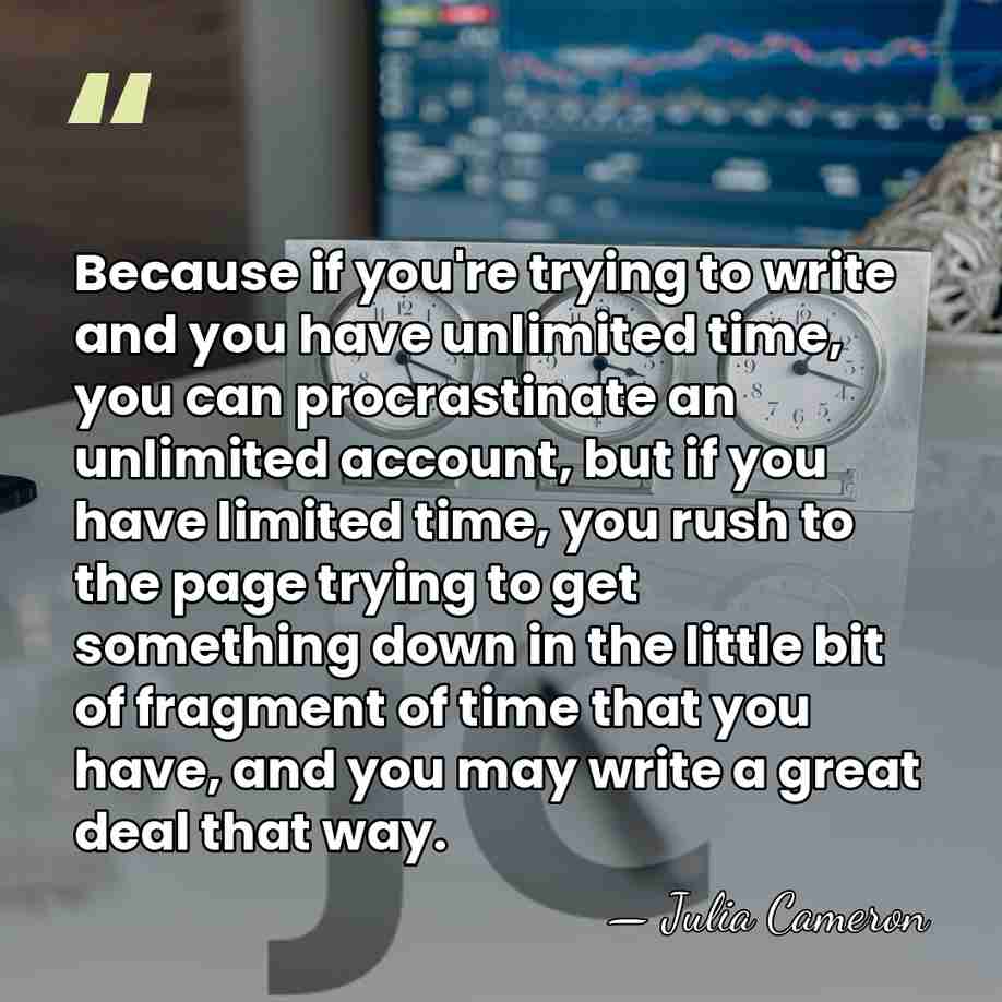 Because if you're trying to write and you have unlimited time, you&hellip; - Julia Cameron