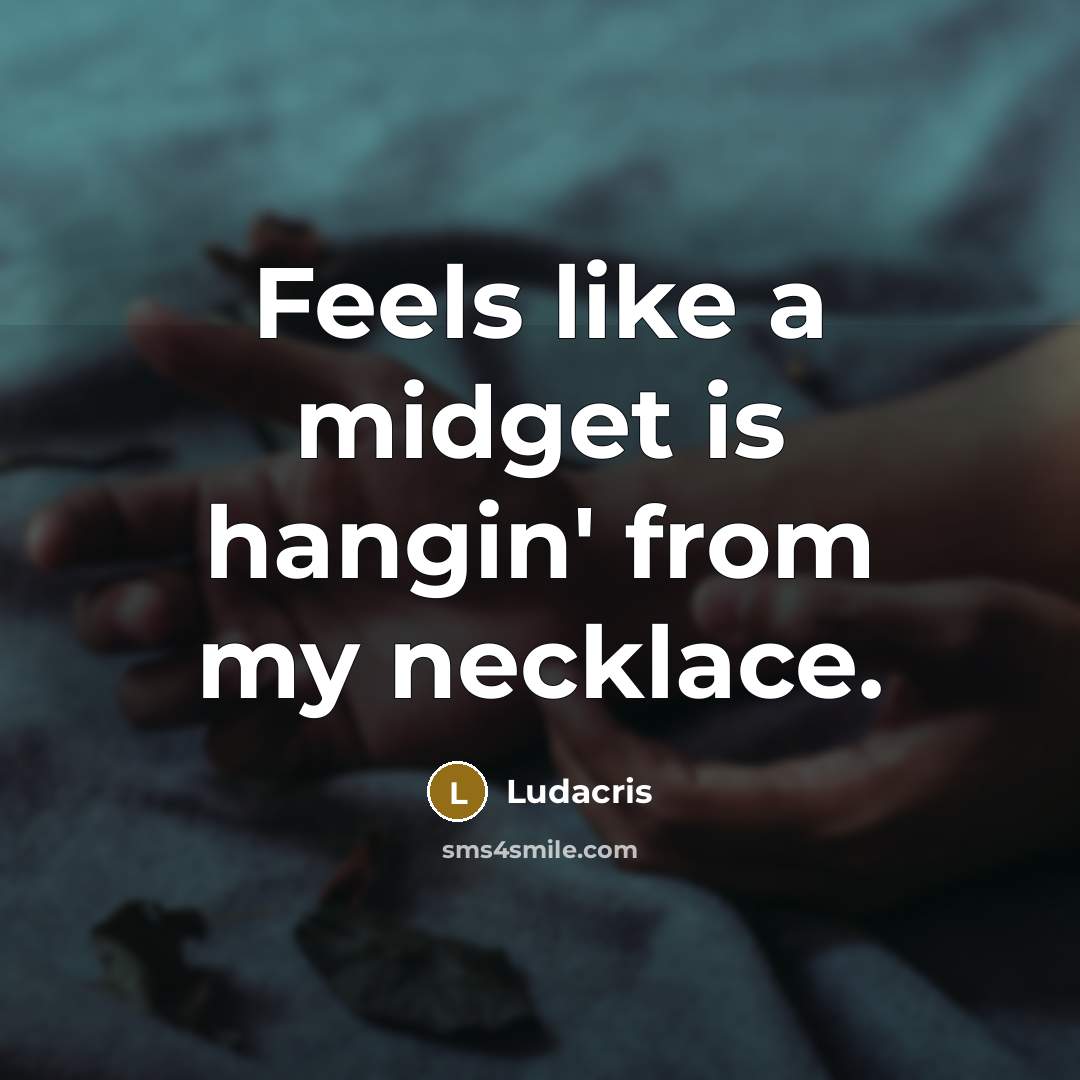 “Feels like a midget is hangin' from my necklace.…” quote by Ludacris