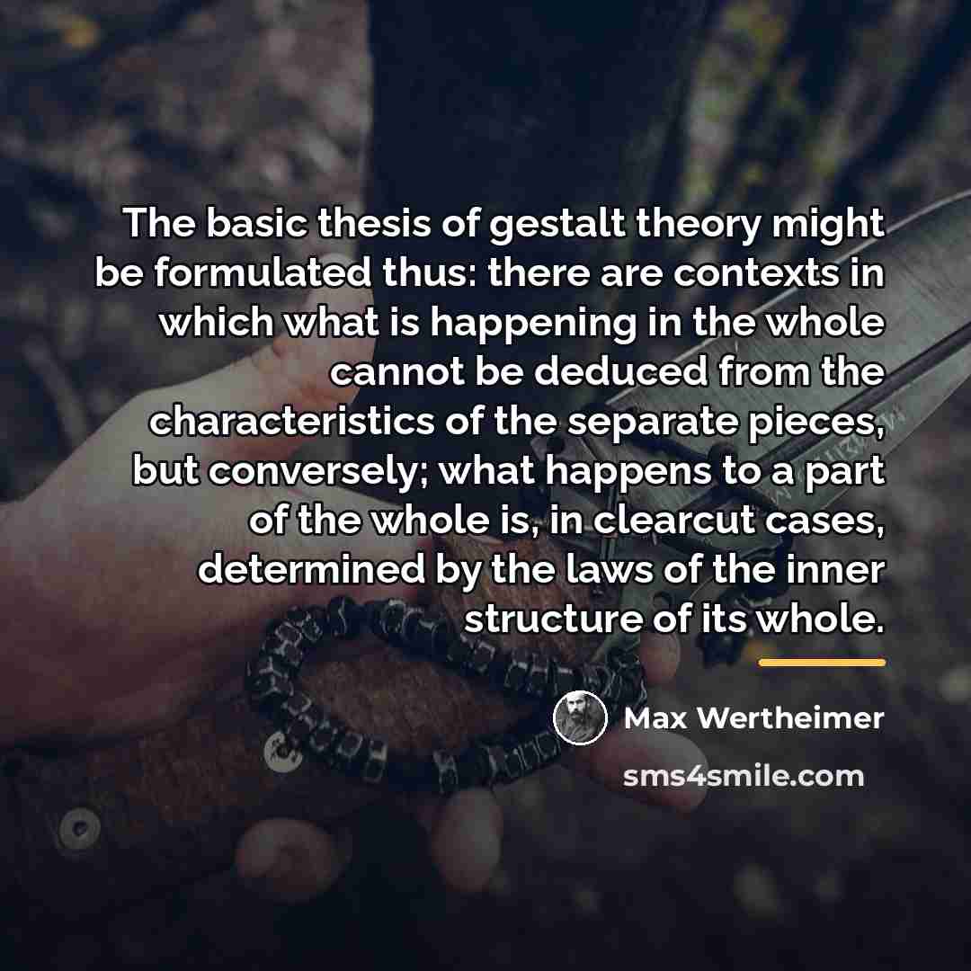 “The basic thesis of gestalt theory might be formulated thus:…” quote by Max Wertheimer
