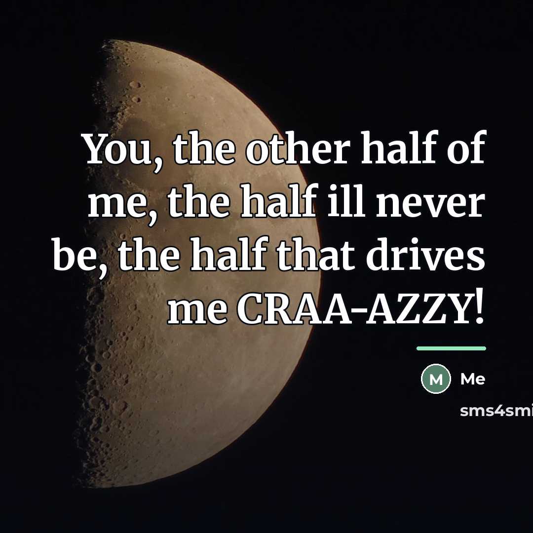 “You, the other half of me, the half ill never…” quote by Me