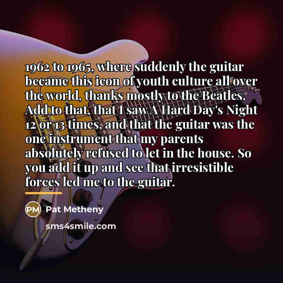 “1962 to 1965, where suddenly the guitar became this icon…” quote by Pat Metheny