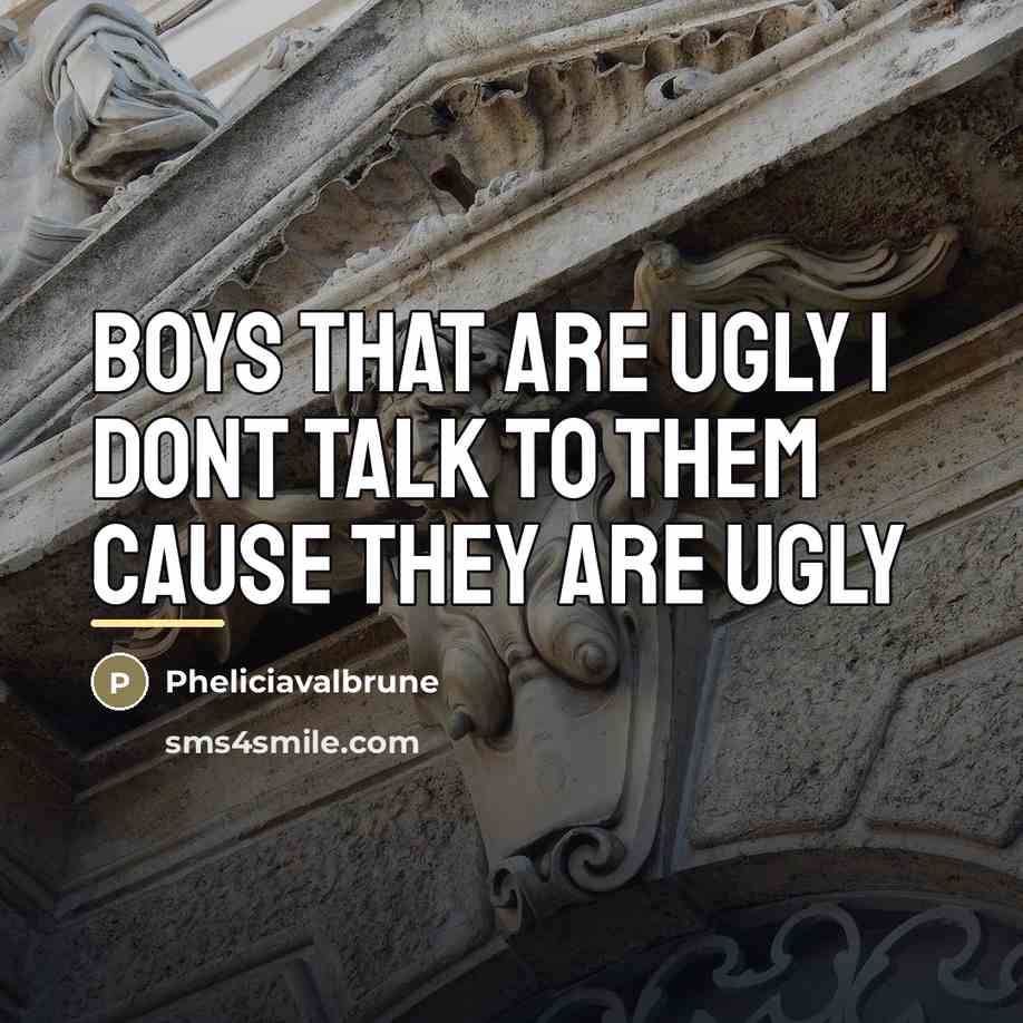 “Boys that are ugly I dont talk to them cause…” quote by Pheliciavalbrune