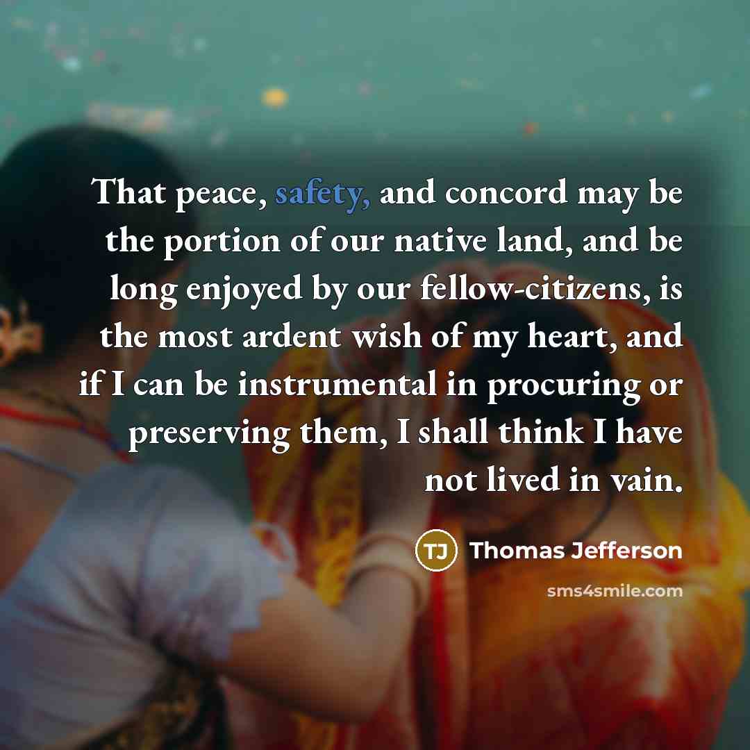 “That peace, safety, and concord may be the portion of…” quote by Thomas Jefferson