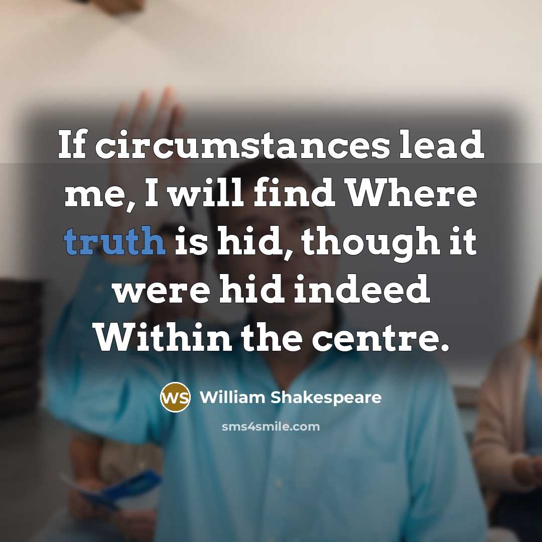 “If circumstances lead me, I will find Where truth is…” quote by William Shakespeare