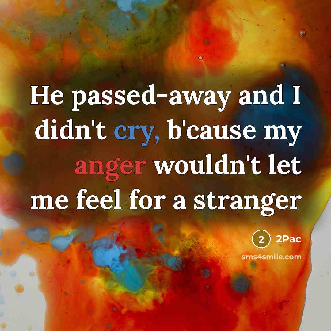 “He passed-away and I didn't cry, b'cause my anger wouldn't…” quote by 2pac