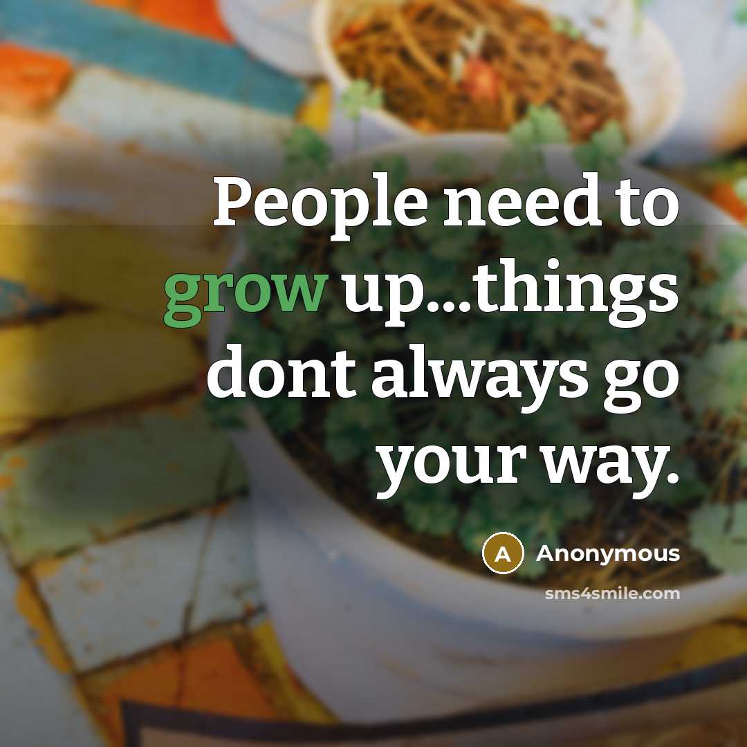“People need to grow up...things dont always go your way.” quote by Anonymous