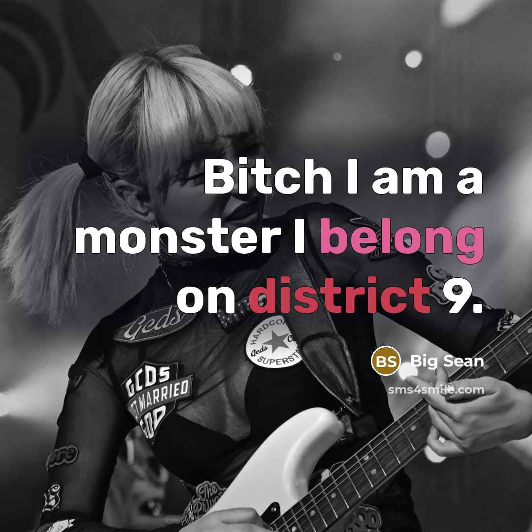 “Bitch I am a monster I belong on district 9.” quote by Big Sean