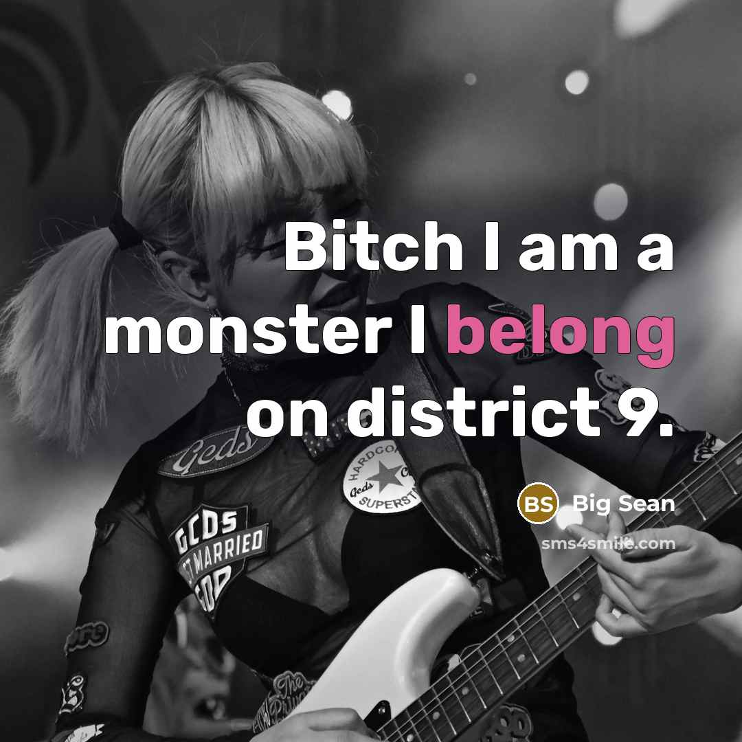 “Bitch I am a monster I belong on district 9.…” quote by Big Sean
