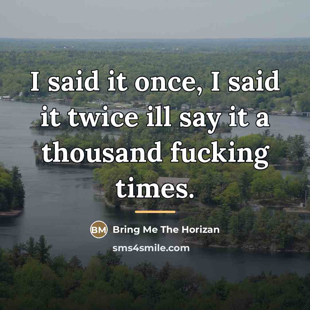 “I said it once, I said it twice ill say…” quote by Bring Me The Horizan