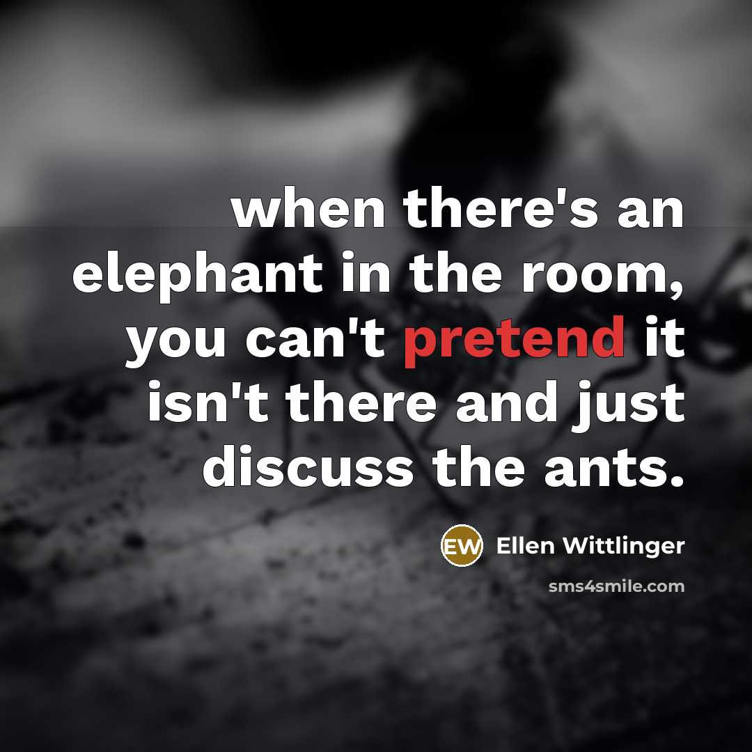 “when there's an elephant in the room, you can't pretend…” quote by Ellen Wittlinger