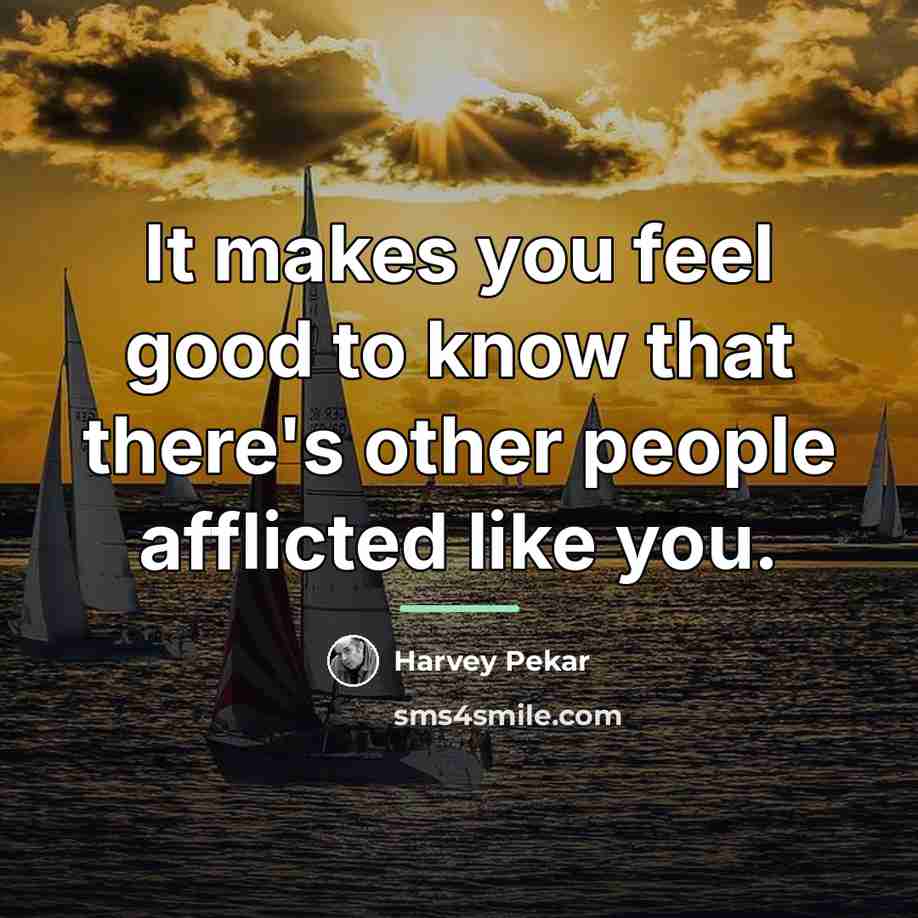“It makes you feel good to know that there's other…” quote by Harvey Pekar