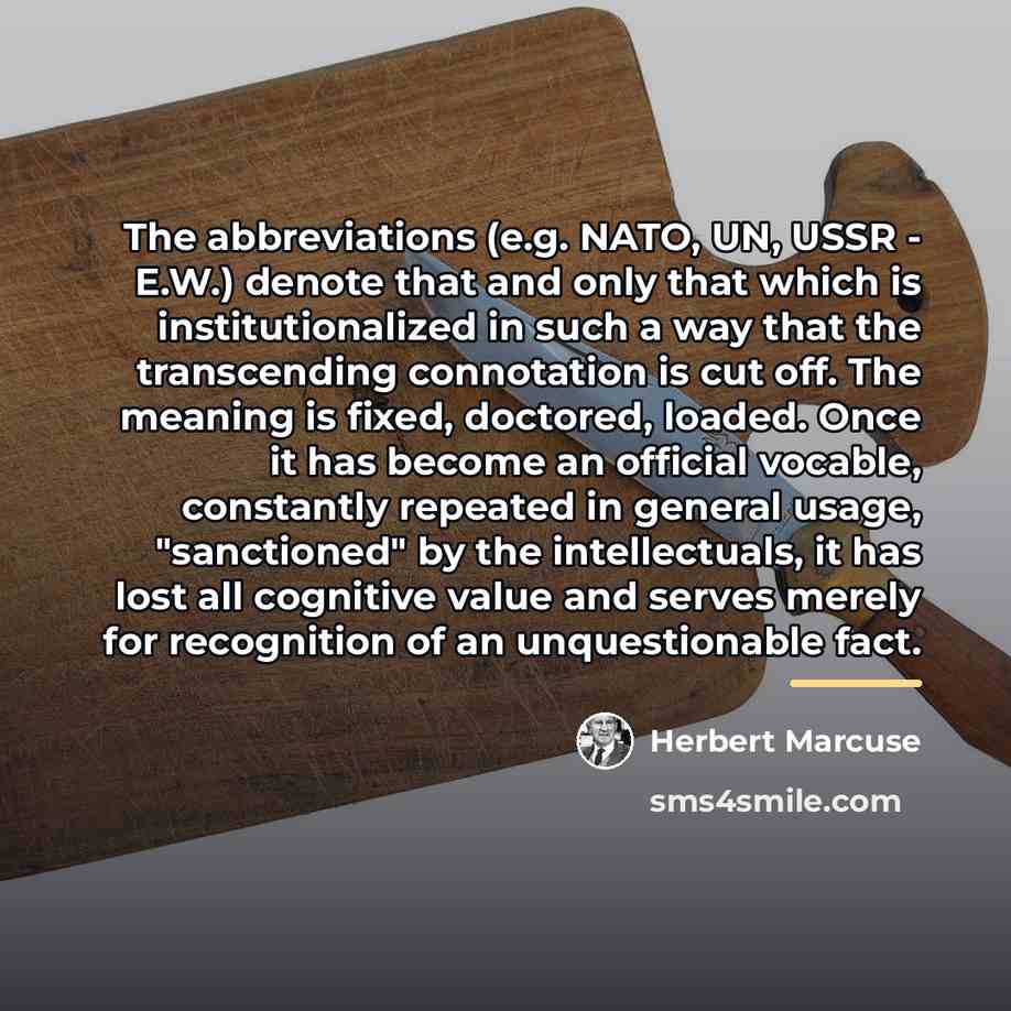 “The abbreviations (e.g. NATO, UN, USSR - E.W.) denote that…” quote by Herbert Marcuse