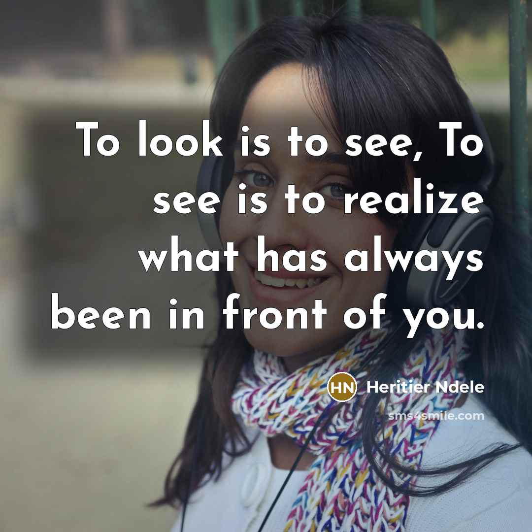 “To look is to see, To see is to realize…” quote by Heritier Ndele