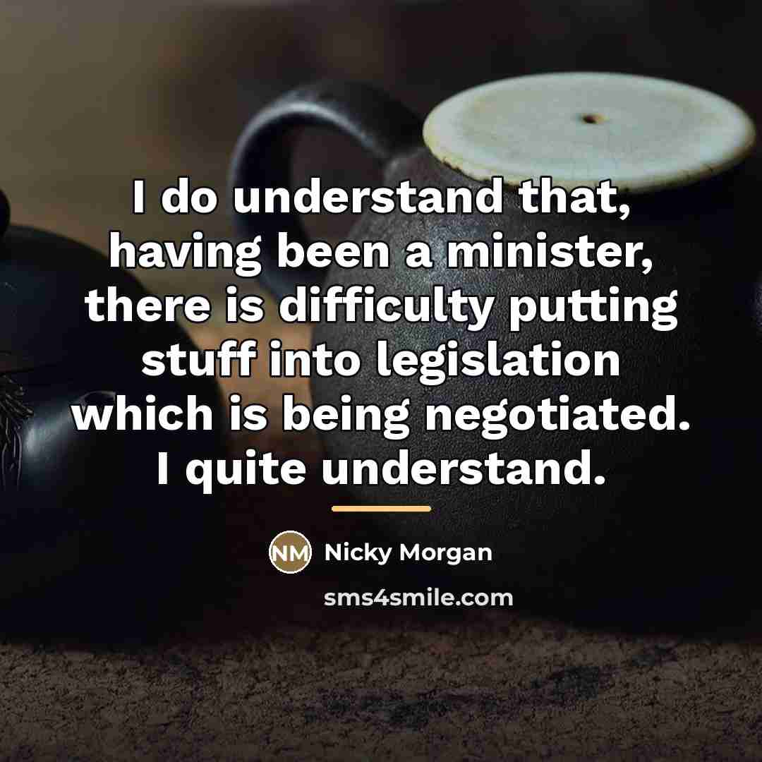 “I do understand that, having been a minister, there is…” quote by Nicky Morgan