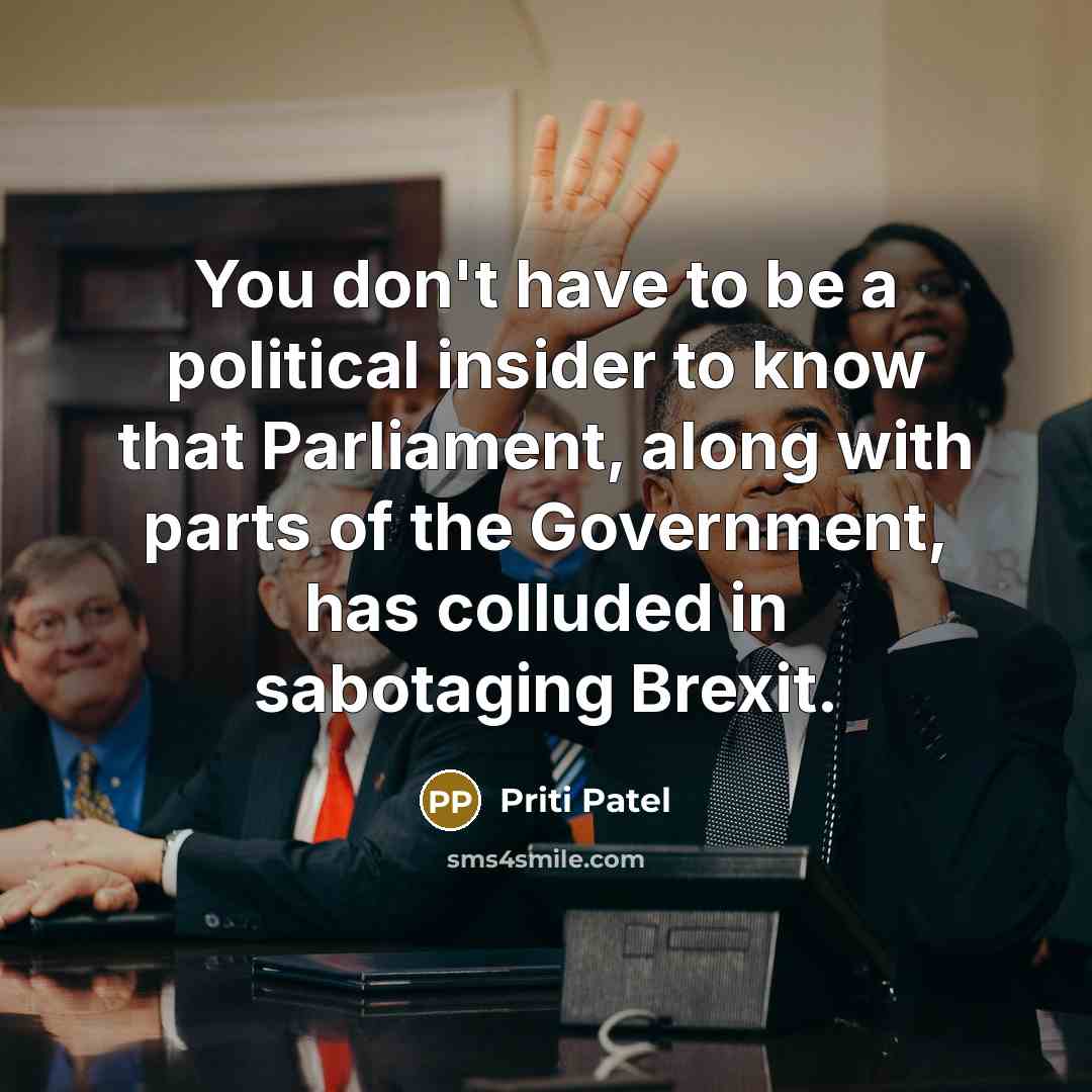“You don't have to be a political insider to know…” quote by Priti Patel
