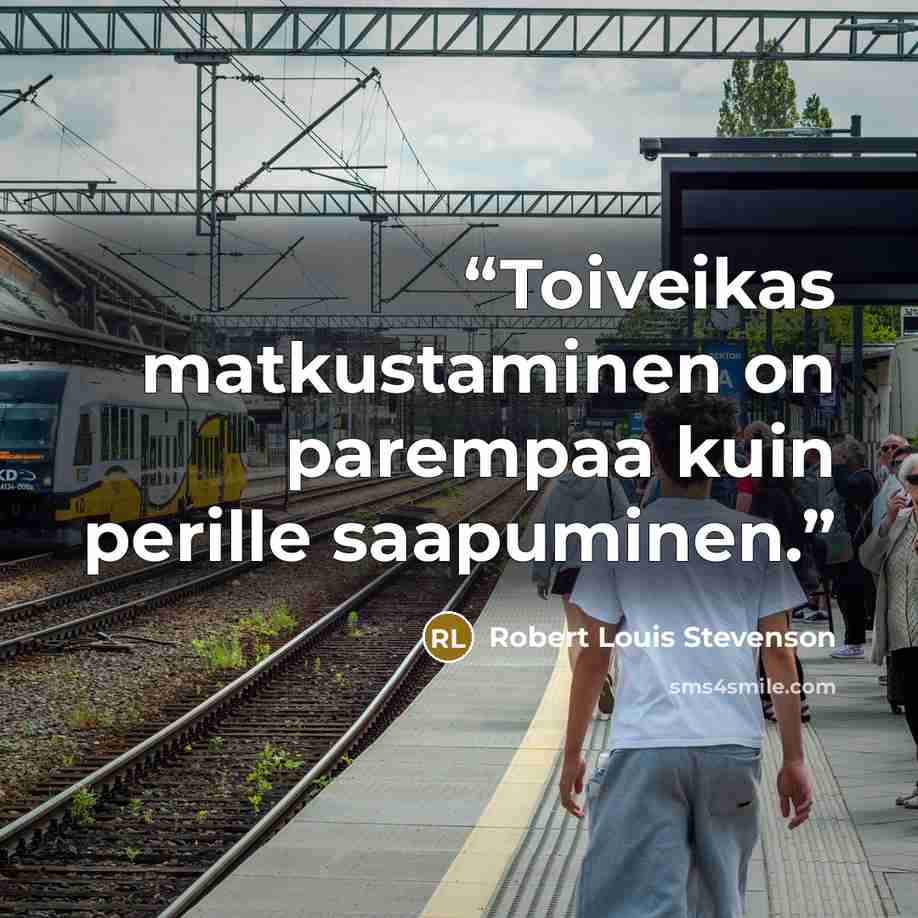 “Toiveikas matkustaminen on parempaa kuin perille saapuminen.” quote by Robert Louis Stevenson
