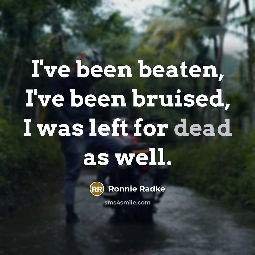 “I've been beaten, I've been bruised, I was left for…” quote by Ronnie Radke