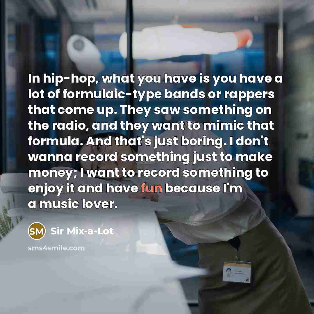 “In hip-hop, what you have is you have a lot…” quote by Sir Mix-a-Lot