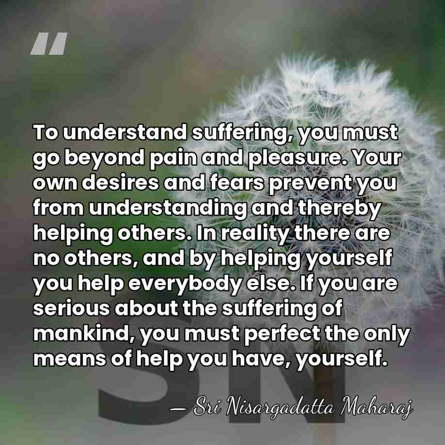 To understand suffering, you must go beyond pain and pleasure. Your own&hellip; - Sri Nisargadatta Maharaj