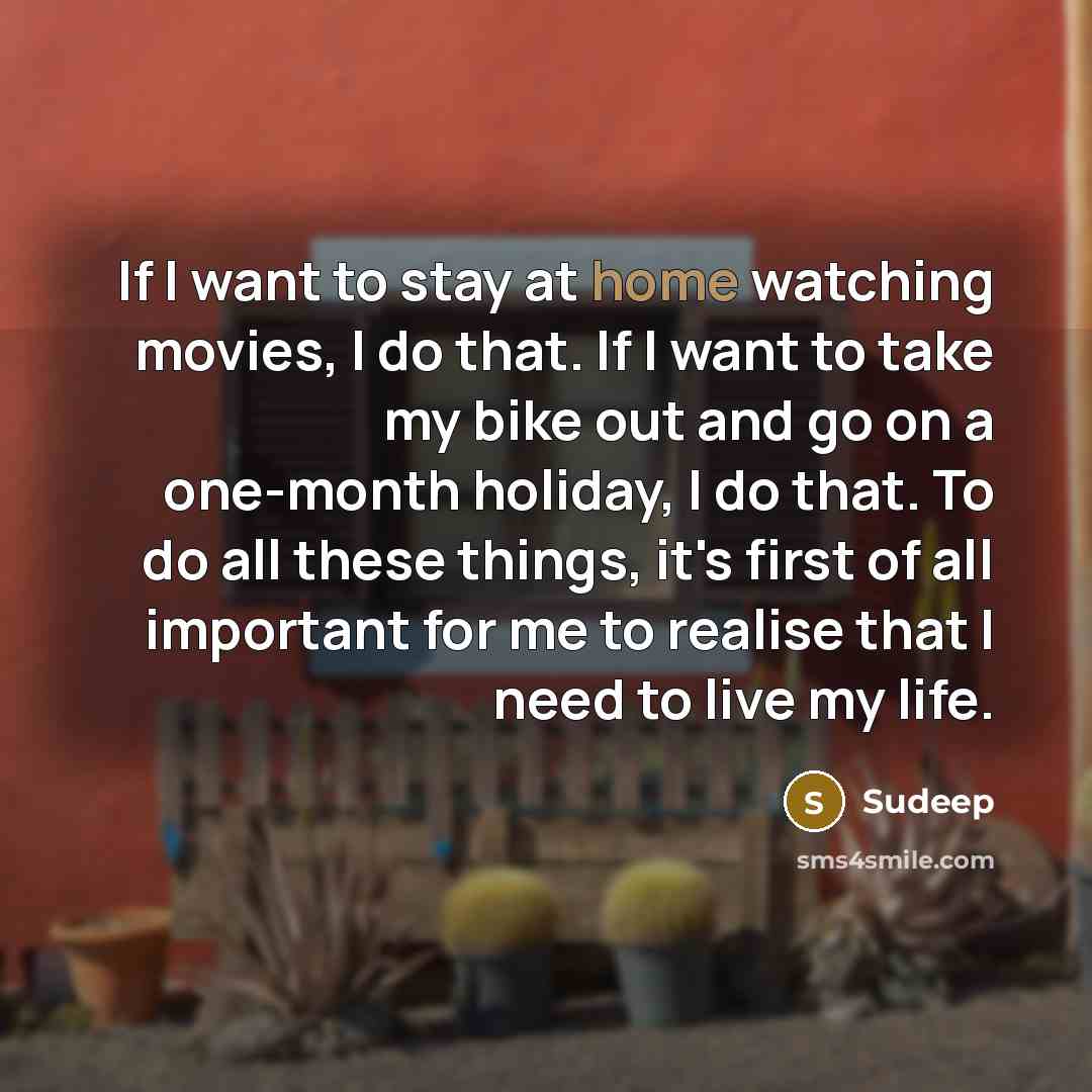 “If I want to stay at home watching movies, I…” quote by Sudeep