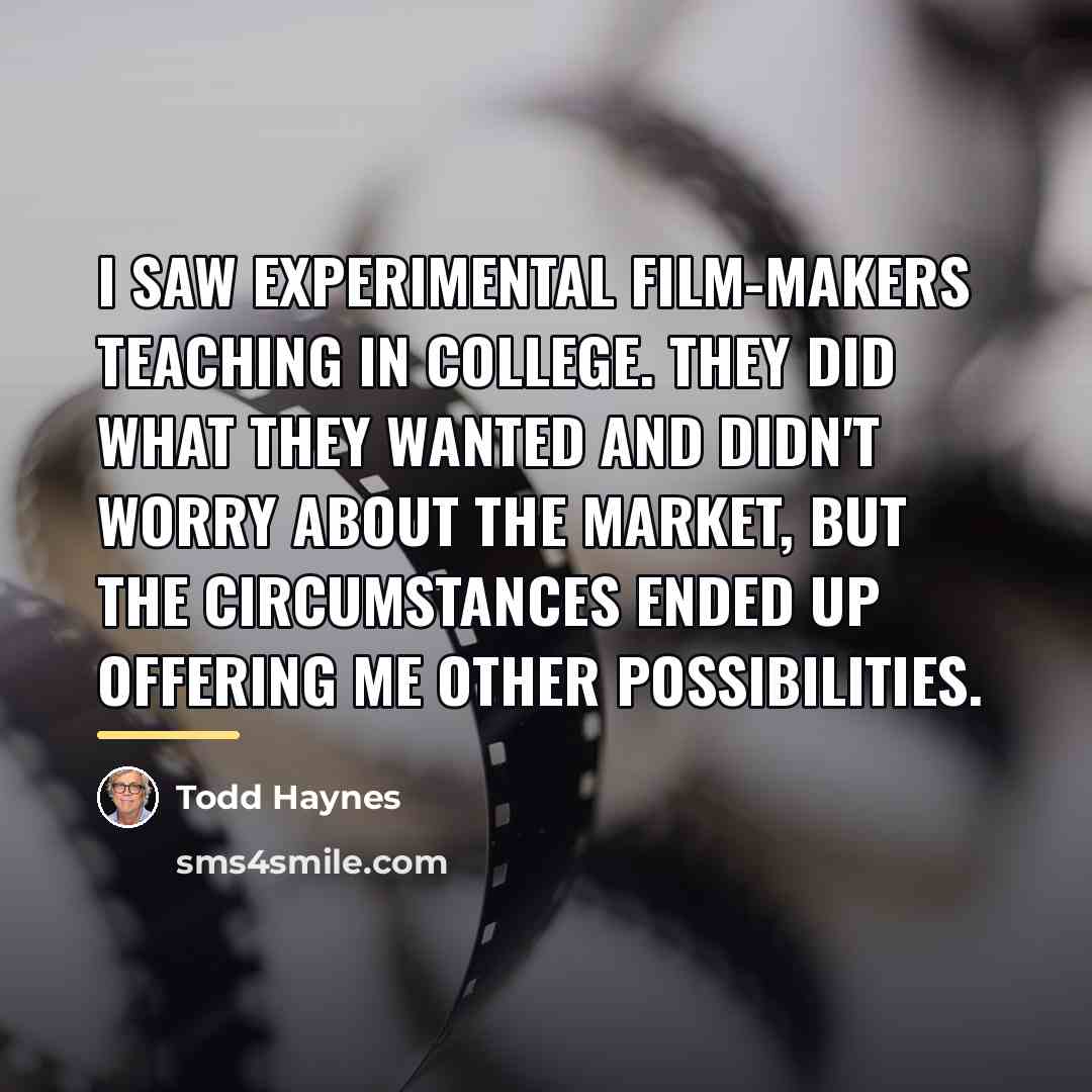 “I saw experimental film-makers teaching in college. They did what…” quote by Todd Haynes