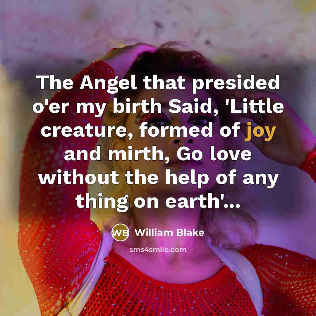 “The Angel that presided o'er my birth Said, 'Little creature,…” quote by William Blake