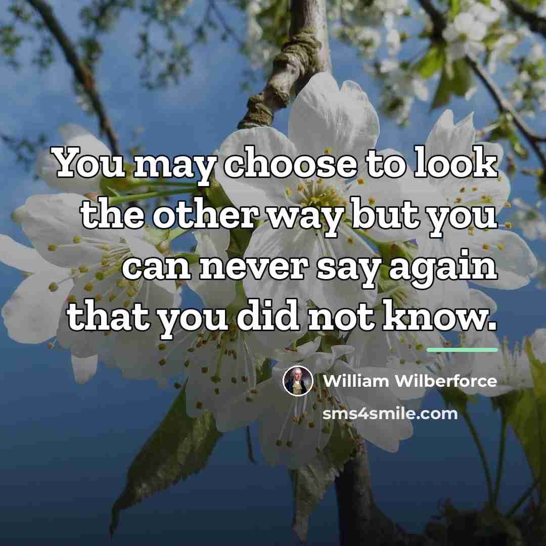 “You may choose to look the other way but you…” quote by William Wilberforce