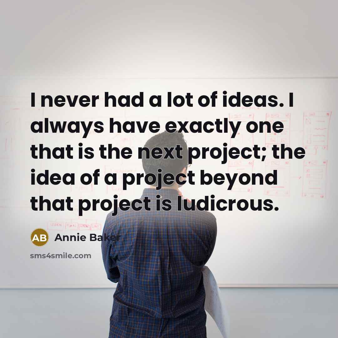 “I never had a lot of ideas. I always have exactly one that is the next project; the idea of a project beyond that project is ludicrous.” quote by Annie Baker