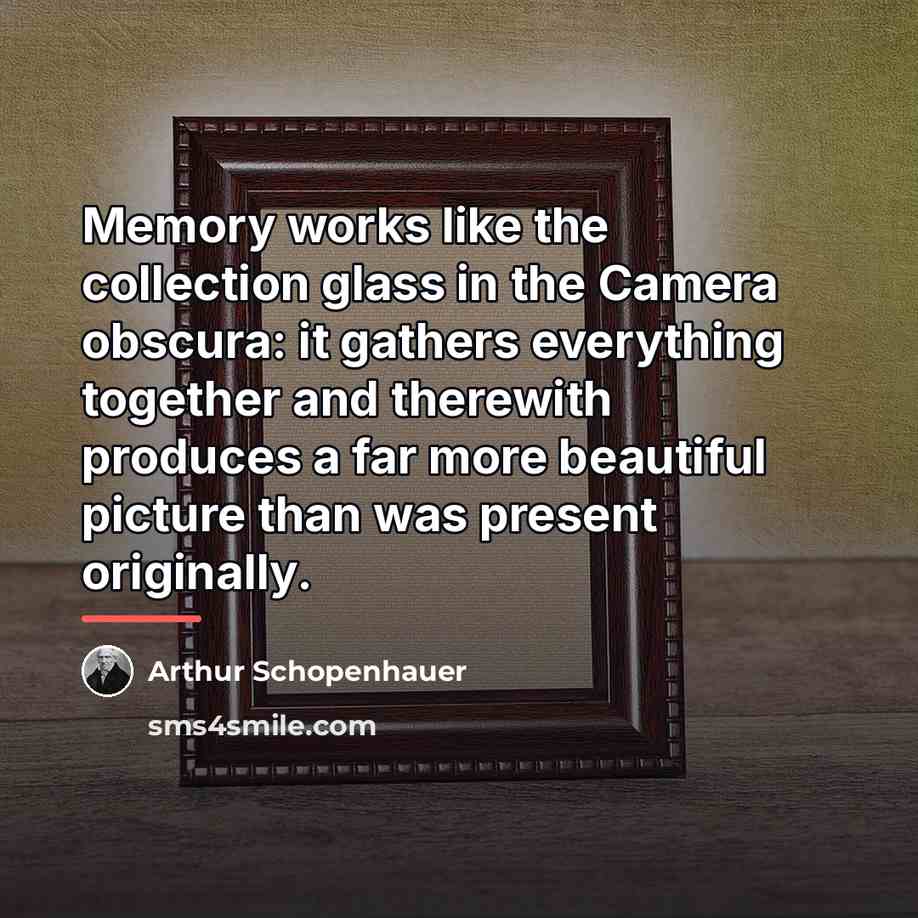 “Memory works like the collection glass in the Camera obscura:…” quote by Arthur Schopenhauer