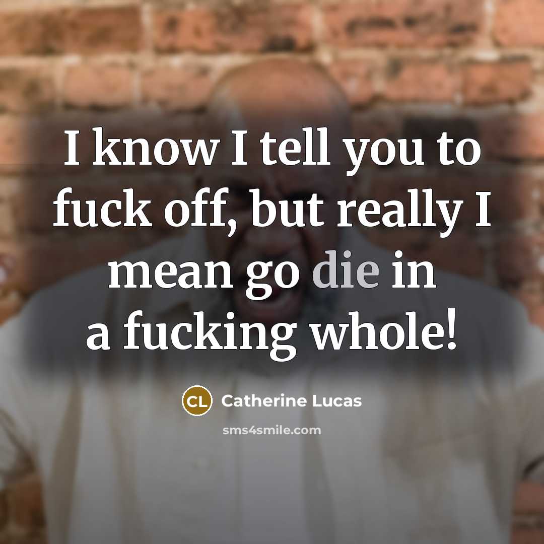 “I know I tell you to fuck off, but really…” quote by Catherine Lucas