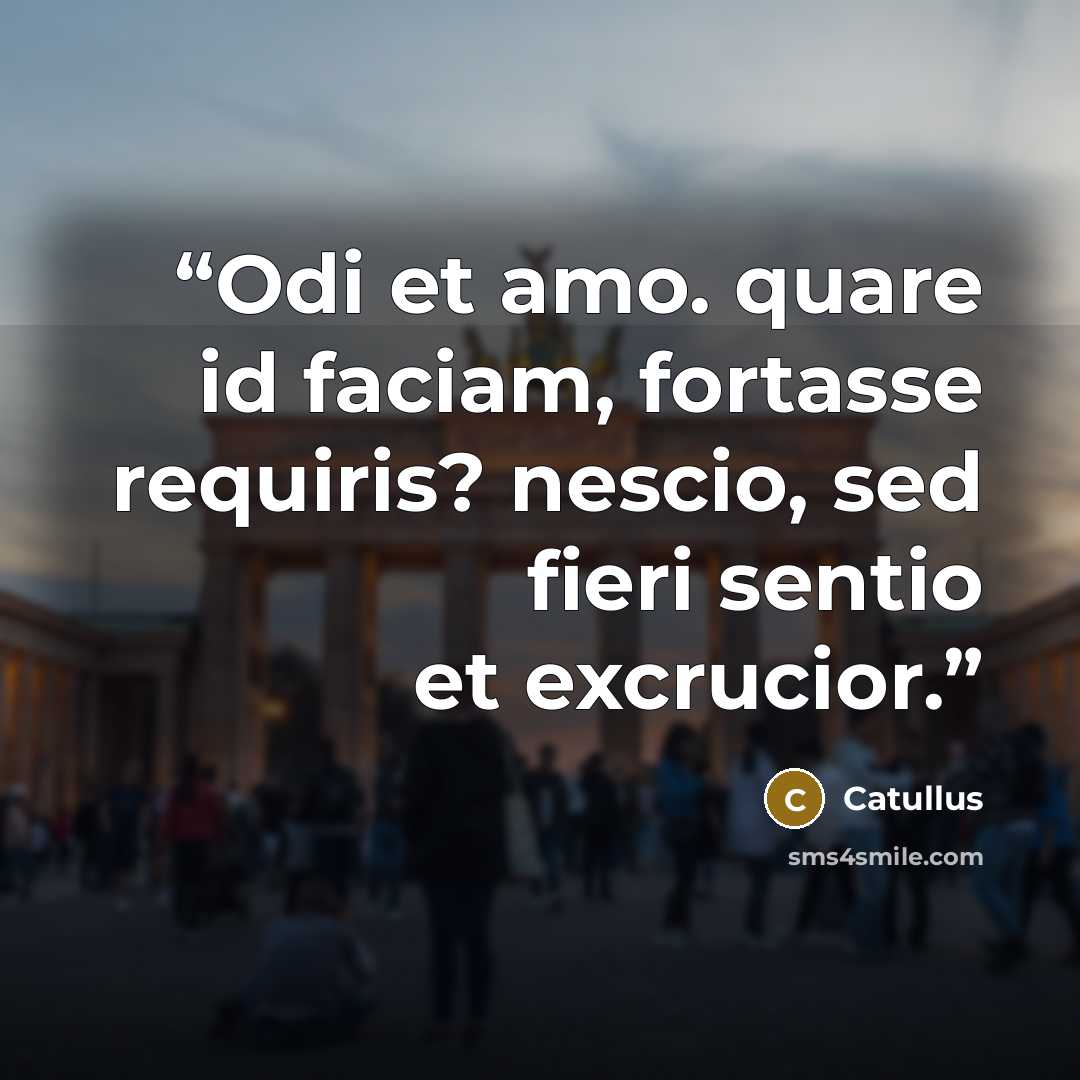 “Odi et amo. quare id faciam, fortasse requiris? nescio, sed fieri sentio et excrucior.” quote by Catullus