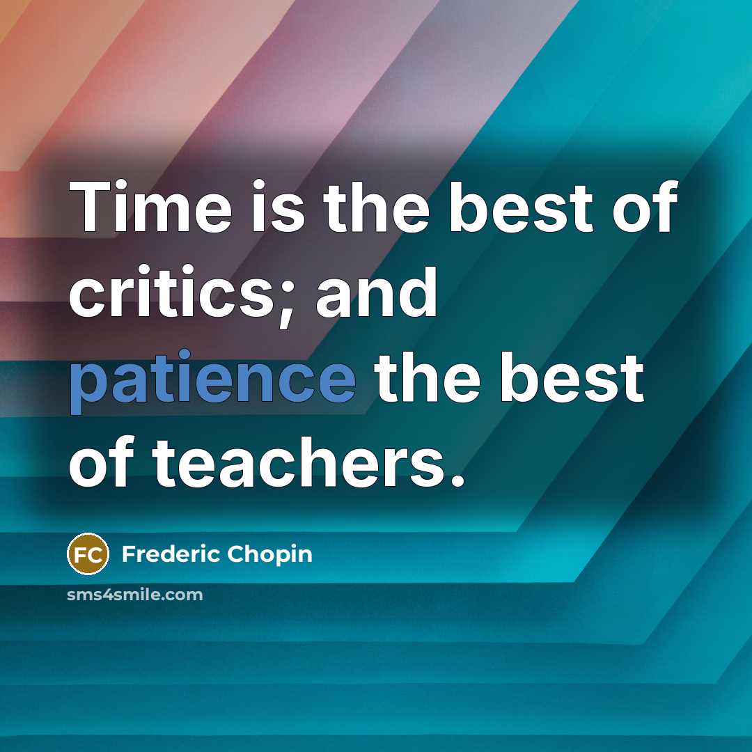 “Time is the best of critics; and patience the best…” quote by Frederic Chopin