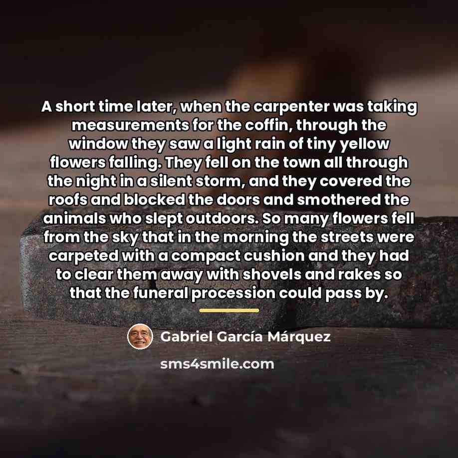 “A short time later, when the carpenter was taking measurements…” quote by Gabriel Garcia Marquez