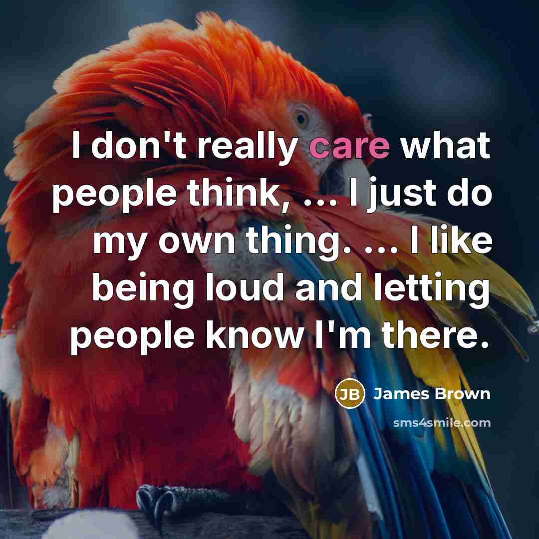 “I don't really care what people think, ... I just…” quote by James Brown