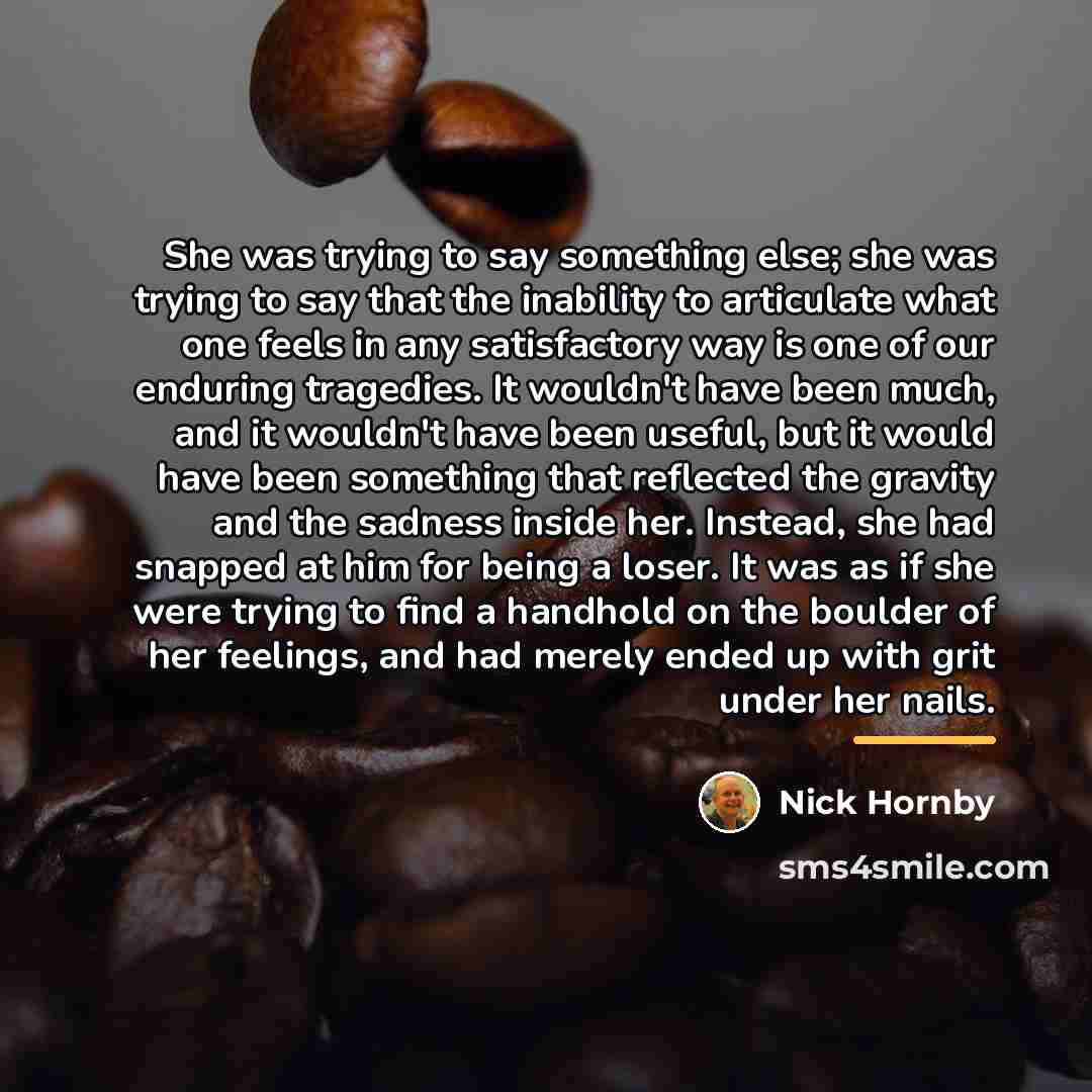 “She was trying to say something else; she was trying…” quote by Nick Hornby