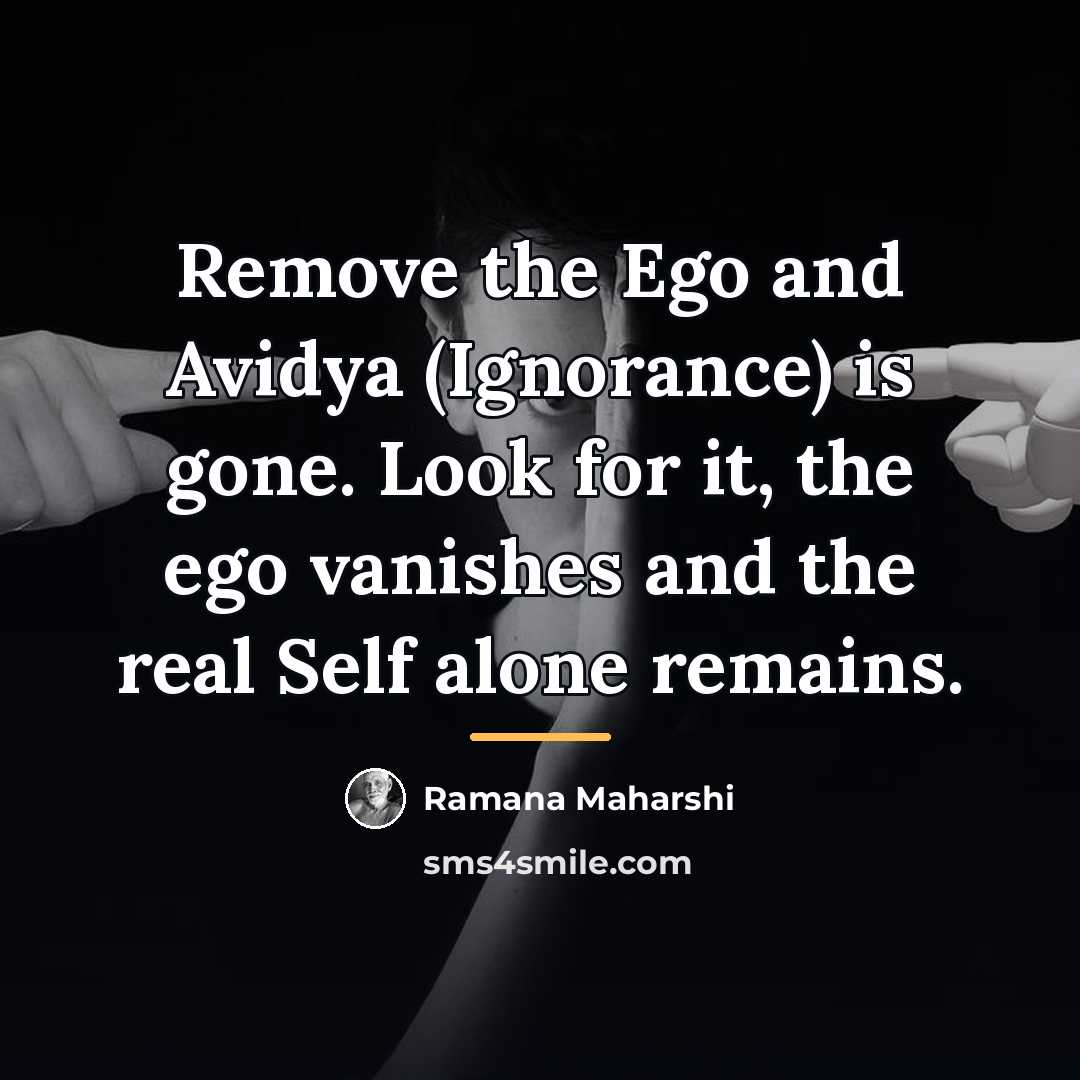 “Remove the Ego and Avidya (Ignorance) is gone. Look for…” quote by Ramana Maharshi