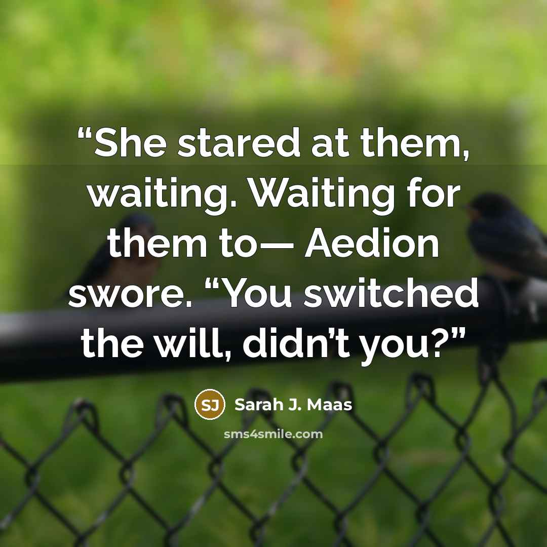 “She stared at them, waiting. Waiting for them to— Aedion swore. “You switched the will, didn’t you?” quote by Sarah J. Maas